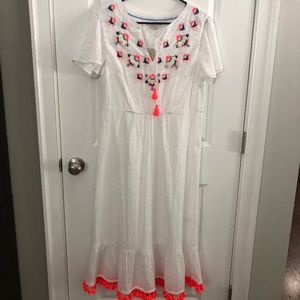 Boden “Everly” Embroidered Tassel Dress Size 10L- NWT